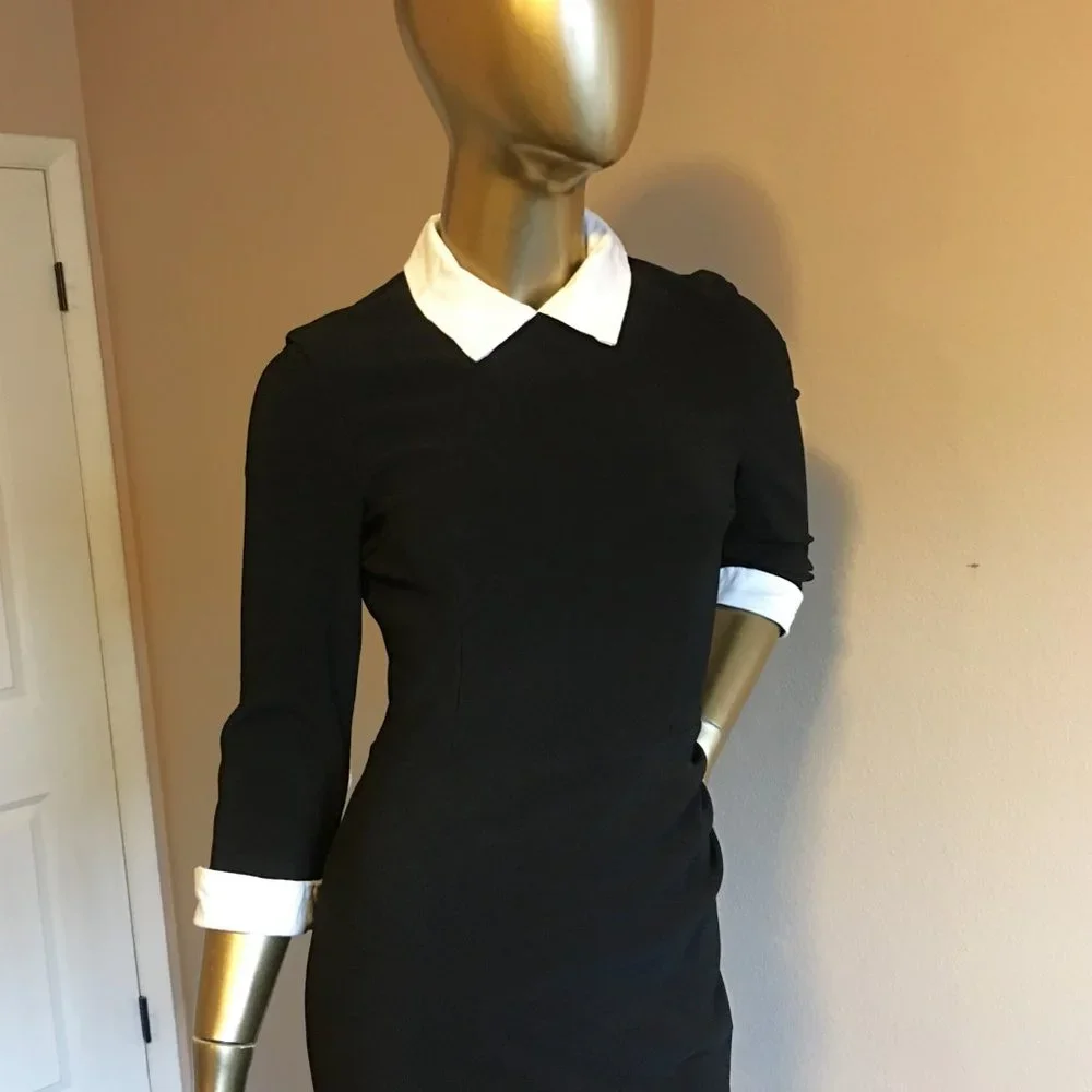 THE PRETTY DRESS COMPANY "Uma" Contrast Collar Pencil Dress     UK 8 = US size 4 - Picture 3 of 14